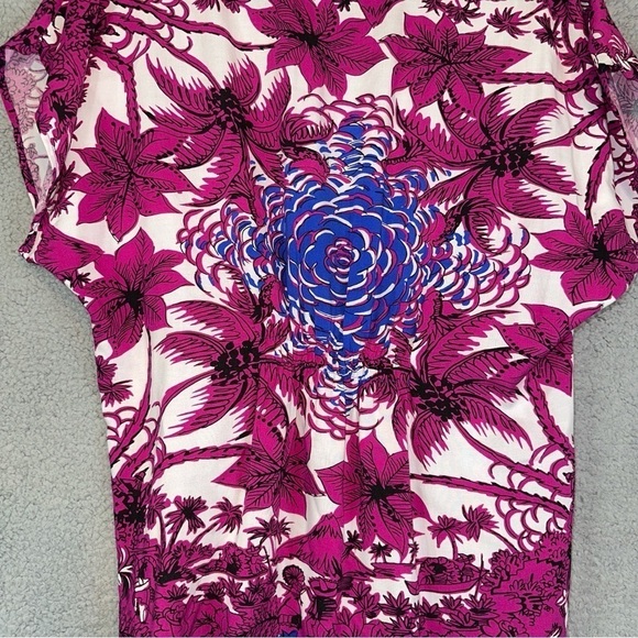 CAbi #193 Floral White Pink Front Tie Tunic Blouse - Picture 7 of 10